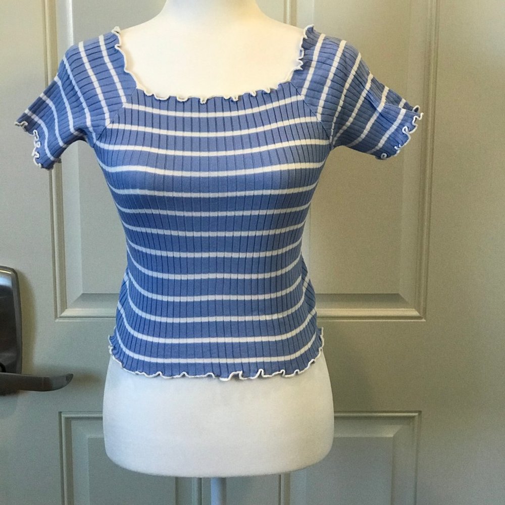 Knitted Stripe Short Sleeve T-shirt
